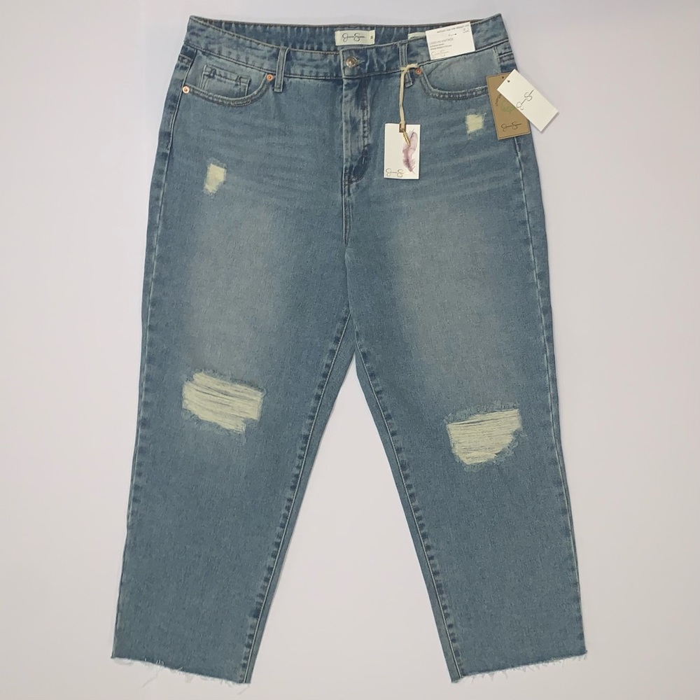 Jessica Simpson Women’s High Rise Straight Crop Blue Denim Jeans-Size 32 New